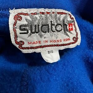 Vintage Swatch Quarter Zip Pullover Big Spellout Sweatshirt Blue‎ Unique